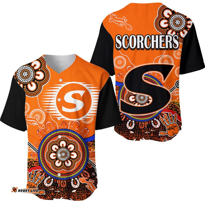 Perth Scorchers Baseball Jersey Shirt Cricket Indigenous Aboriginal Lizard Version