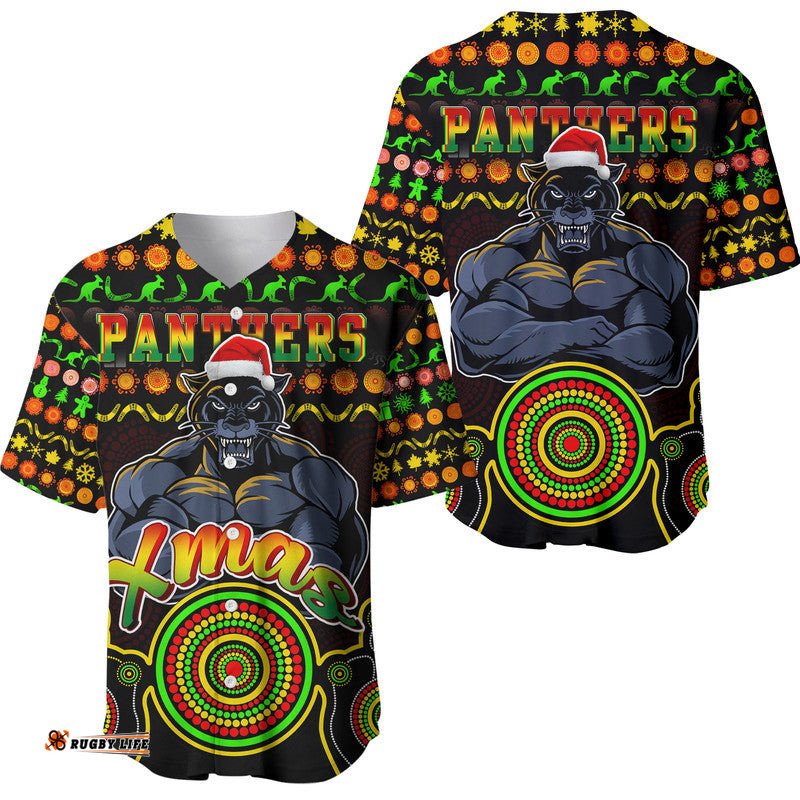 Panthers Christmas Vibe With Aboriginal Dot Panting Style Baseball Jersey Shirt
