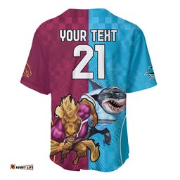 Custom Broncos and Sharks Baseball Jersey Shirt Sporty Style
