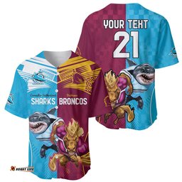Custom Broncos and Sharks Baseball Jersey Shirt Sporty Style