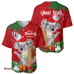 Personalised Koala Lover Baseball Jersey Shirt Australia Koalaty Merry Christmas Aboriginal