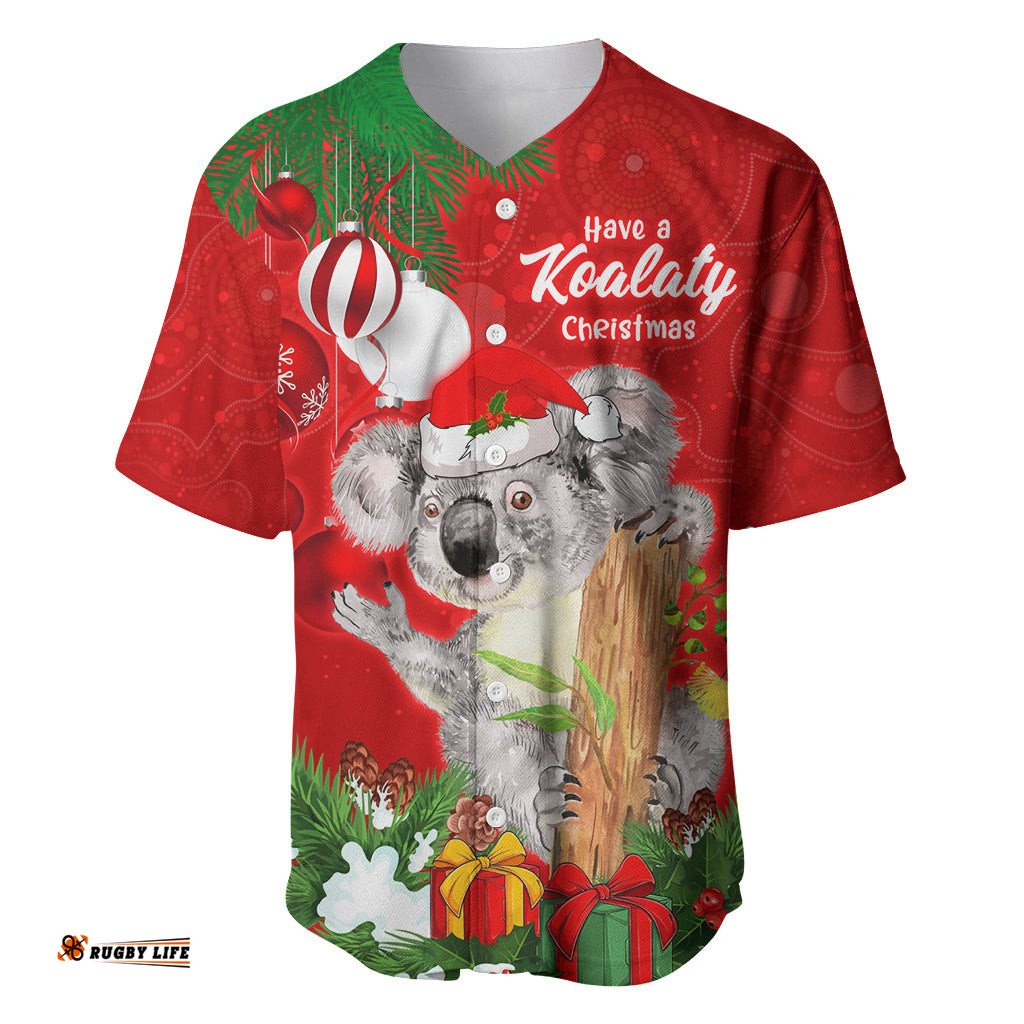 Personalised Koala Lover Baseball Jersey Shirt Australia Koalaty Merry Christmas Aboriginal