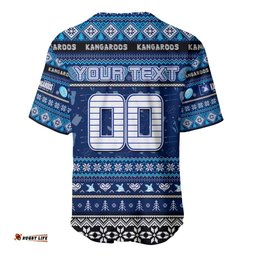 Personalized Kangaroos Football Xmas Baseball Jersey Shirt Australia AFL Mascot