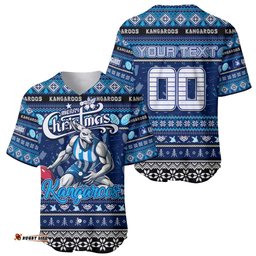 Personalized Kangaroos Football Xmas Baseball Jersey Shirt Australia AFL Mascot