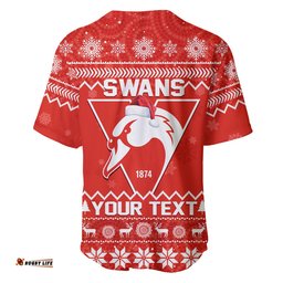 Custom Personalised Swans Football Christmas Baseball Jersey Shirt Sydney Indigenous Merry Xmas