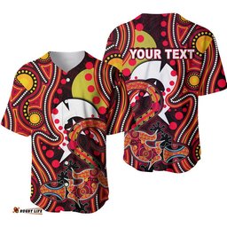 Custom Personalised NAIDOC Aboriginal Lizard Baseball Jersey Shirt Red Style