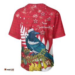 New Zealand Christmas In July Baseball Jersey Shirt Tui Bird With Kowhai Meri Kirihimete