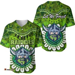 Raiders Rugby ANZAC Baseball Jersey Shirt Camouflage Poppy