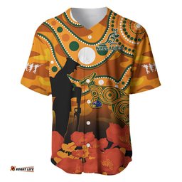 Custom Text And Number Wallabies Rugby ANZAC Baseball Jersey Shirt Aboriginal Camouflage Lest We Forget