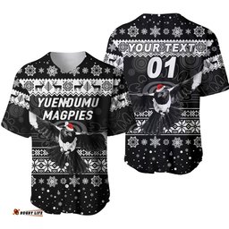 Custom Personalised Yuendumu Magpies Football Club Baseball Jersey Shirt Christmas Simple Style Black