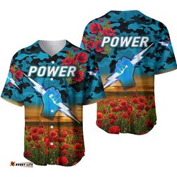 Port Adelaide Power ANZAC Baseball Jersey Shirt Poppy Vibes
