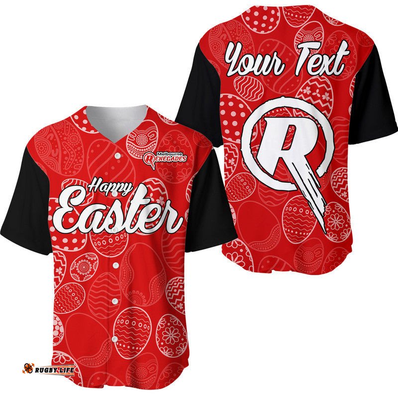Custom Personalised Melbourne Renegades Cricket Happy Easter Day Baseball Jersey Shirt Simple Style