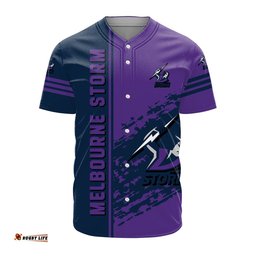 Melbourne Storm Baseball Jersey Shirt Quarter Style NRL