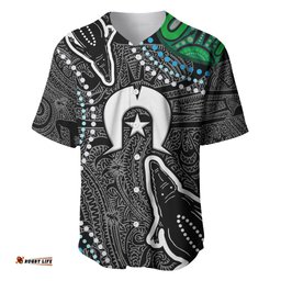 Torest Trait Islands Mix Crocodine Aboriginal Pattern Baseball Jersey Shirt