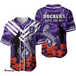 Dockers Football ANZAC Baseball Jersey Shirt Aboriginal Mix Poppy Camouflage Ver.02