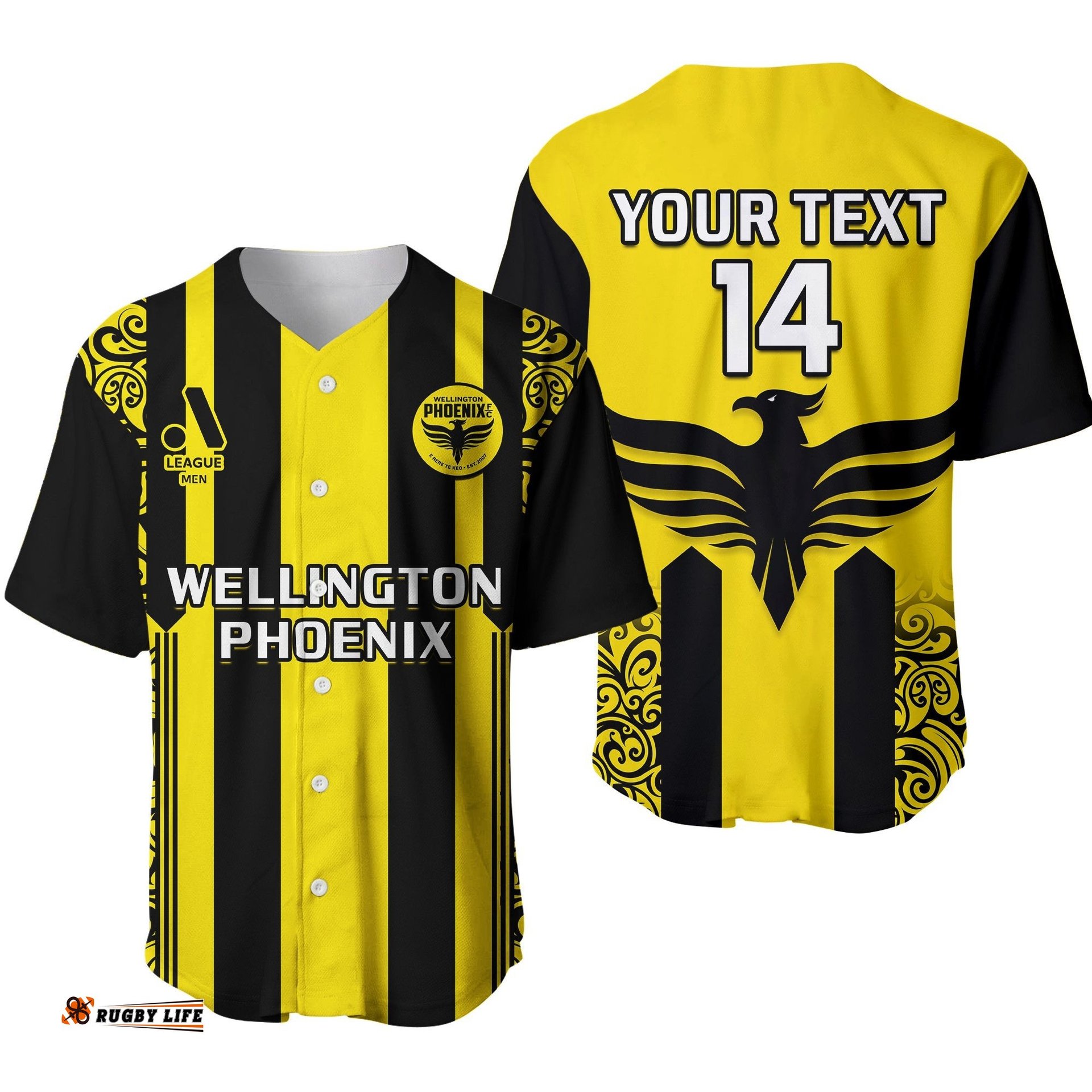 Custom Text And Number Wellington Phoenix Football Baseball Jersey Shirt A League Men The Nix 2007 Aotearoa Maori Ver.01