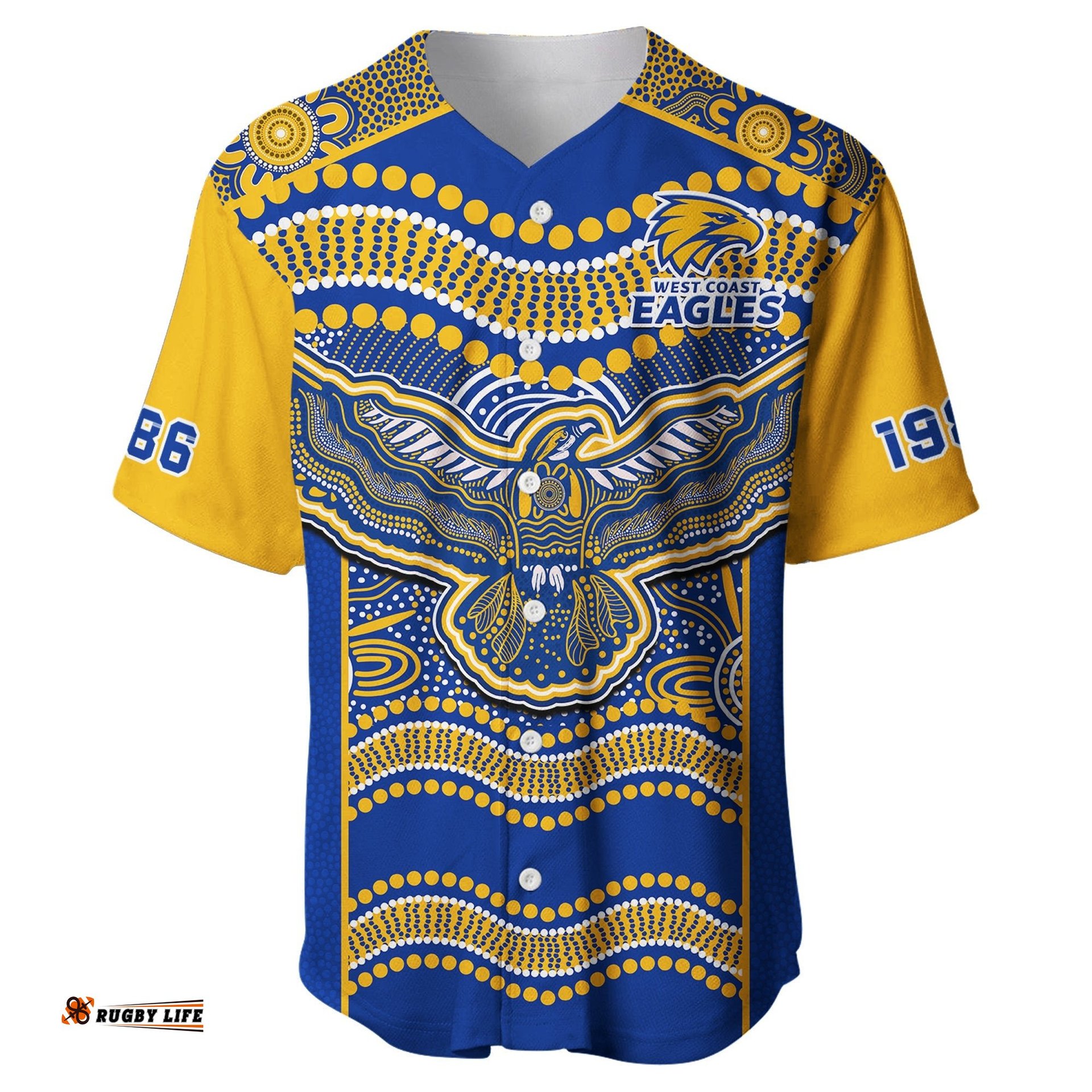 Eagles Football Baseball Jersey Shirt West Coast 1986 Aboriginal Sporty Style