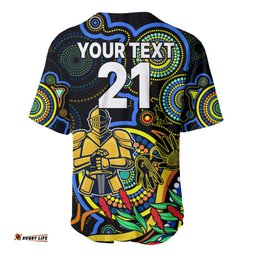Custom Titans Rugby Aboriginal Art Baseball Jersey Shirt NAIDOC Indigenous Tribal