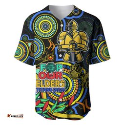 Custom Titans Rugby Aboriginal Art Baseball Jersey Shirt NAIDOC Indigenous Tribal