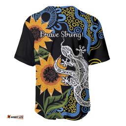 Australia Autism Awareness Baseball Jersey Shirt Brave Strong Aussie Lizard Aboriginal Art