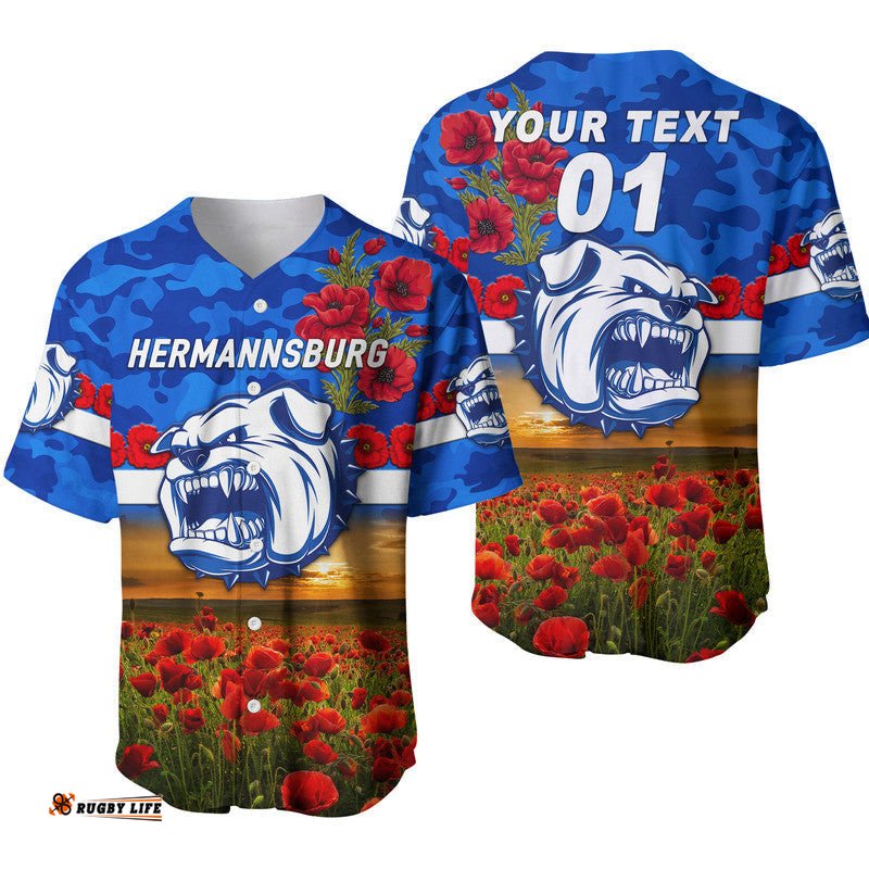 Custom Personalised Hermannsburg Western Aranda Bulldogs Football Club ANZAC Baseball Jersey Shirt Poppy Vibes