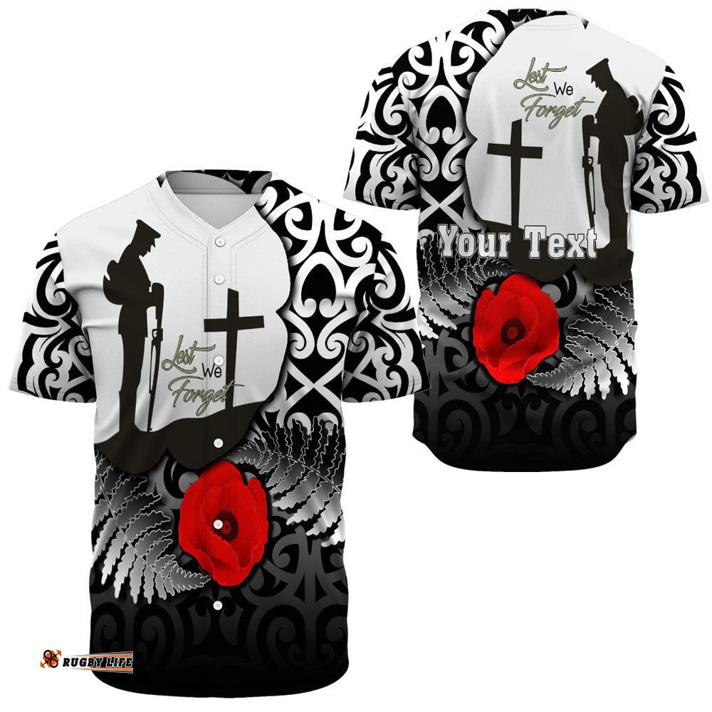 Custom Anzac Day Poppy Remembrance Baseball Jersey Shirt