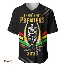 NRL Panthers Baseball Jersey Shirt Premiers Three Peat Proud Of Our Boys Black