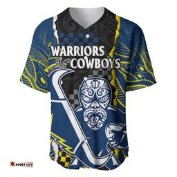 NRL Combine Warriors and Cowboys Baseball Jersey Shirt Maori mixed Aboriginal
