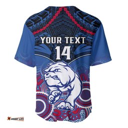 Personalised Bulldogs Football Baseball Jersey Shirt Doggies Aboriginal Mix Polynesian Pattern