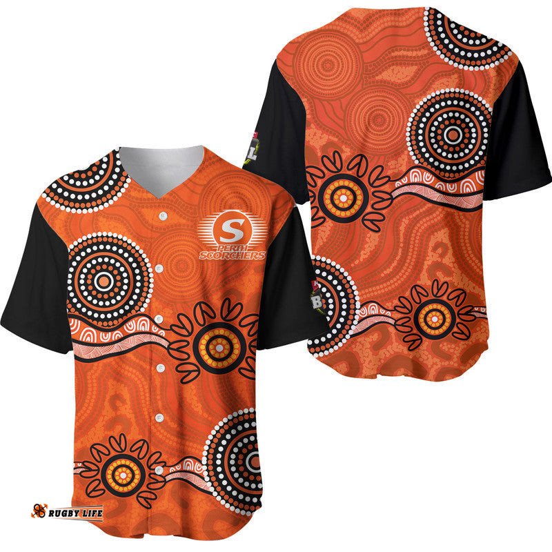 Perth Scorchers Cricket Dots Baseball Jersey Shirt