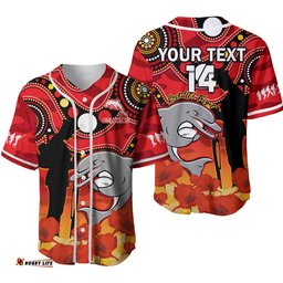 Custom Text And Number Dolphins Rugby ANZAC Baseball Jersey Shirt Lest We Forget Ver.02