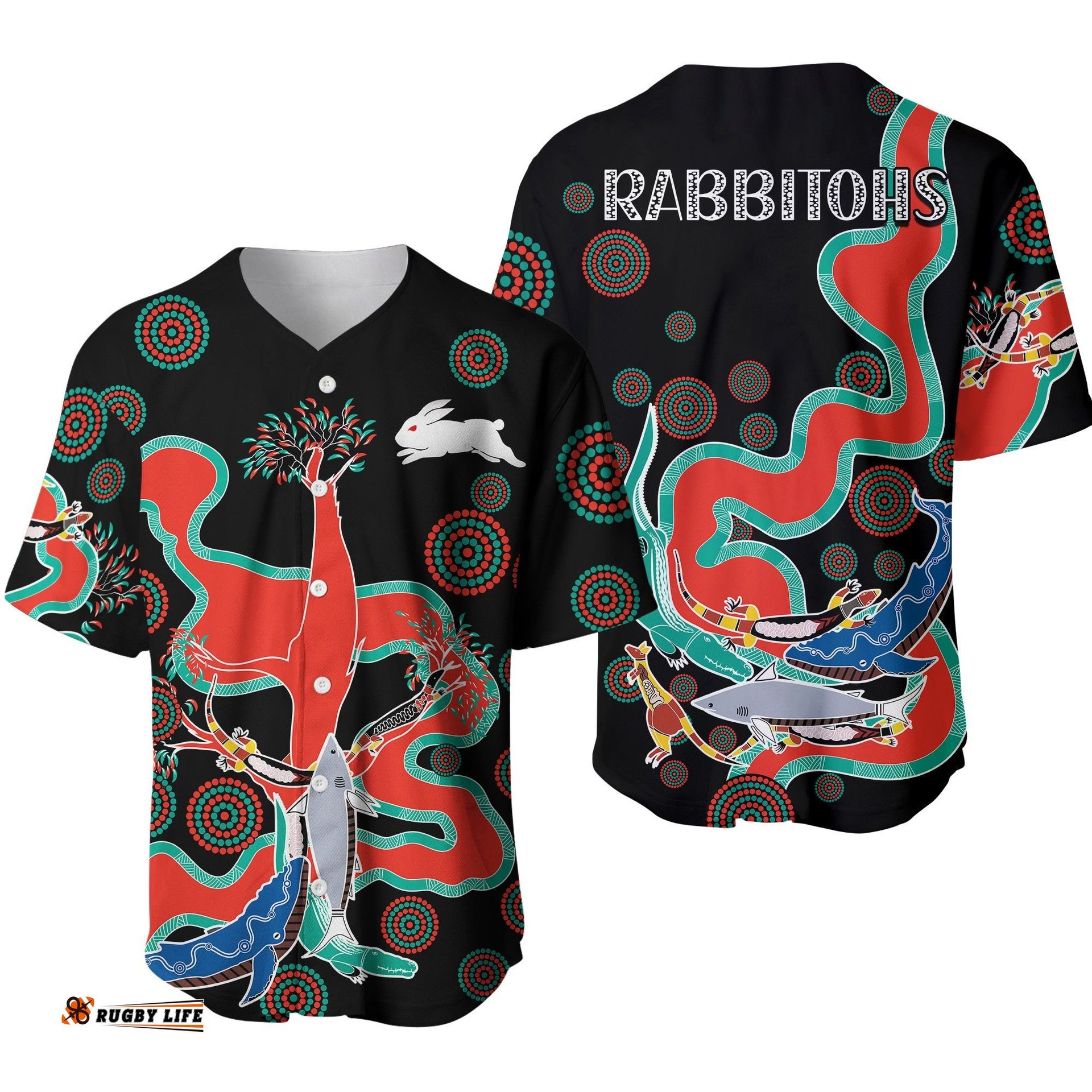 Rabbitohs Baseball Jersey Shirt Go The Bunnies Aboriginal