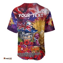 Personalised Australia Rugby Broncos ANZAC Baseball Jersey Shirt Brisbane Scratch Style
