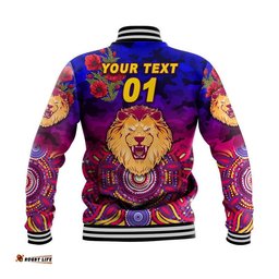 Custom Personalised Brisbane Lions ANZAC Baseball Jacket Indigenous Vibes
