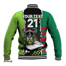 Custom Text And Number NRL Combine Rabbitohs and Raiders Baseball Jacket Sporty Style