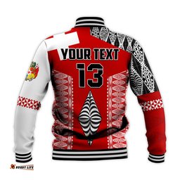 Custom Text and Number Tonga Rugby Baseball Jacket Kupesi Ngatu Mate Maa Tonga