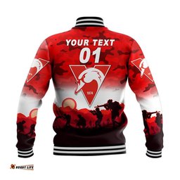 Custom Personalised Sydney Swans ANZAC Baseball Jacket Simple Style