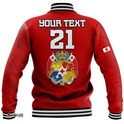 Custom Personalised PolyensianPride Tonga Rugby Tongan Kupesi Ngatu Design Baseball Jacket