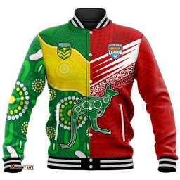 Custom Personalised Australia Kangaroos and Mate Maa Tonga Baseball Jacket No2
