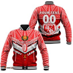 Custom Personalised Tonga Rugby Mate Ma'a Tonga Tapa Pattern Baseball Jacket
