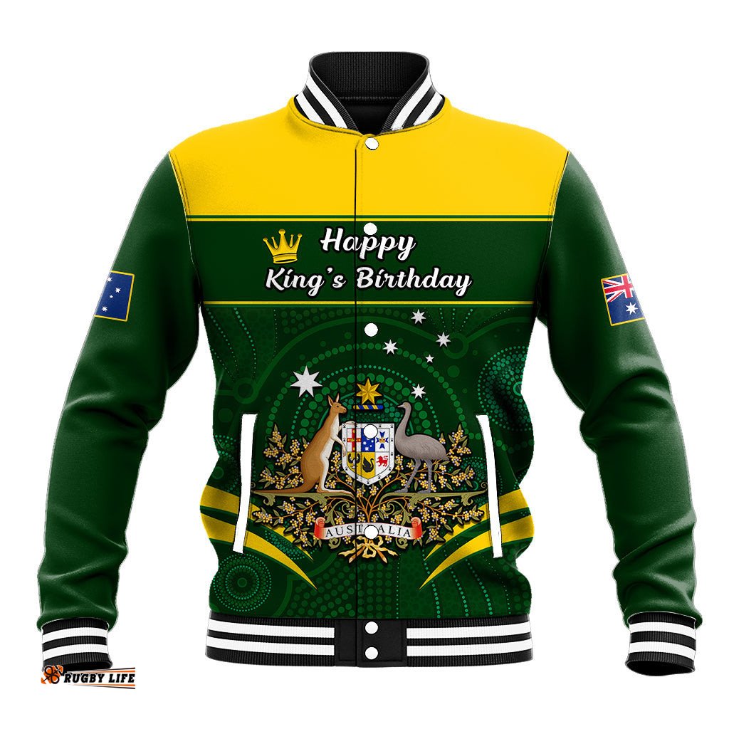 Personalised 12 June Australia King Birthday Baseball Jacket Aboriginal National Color