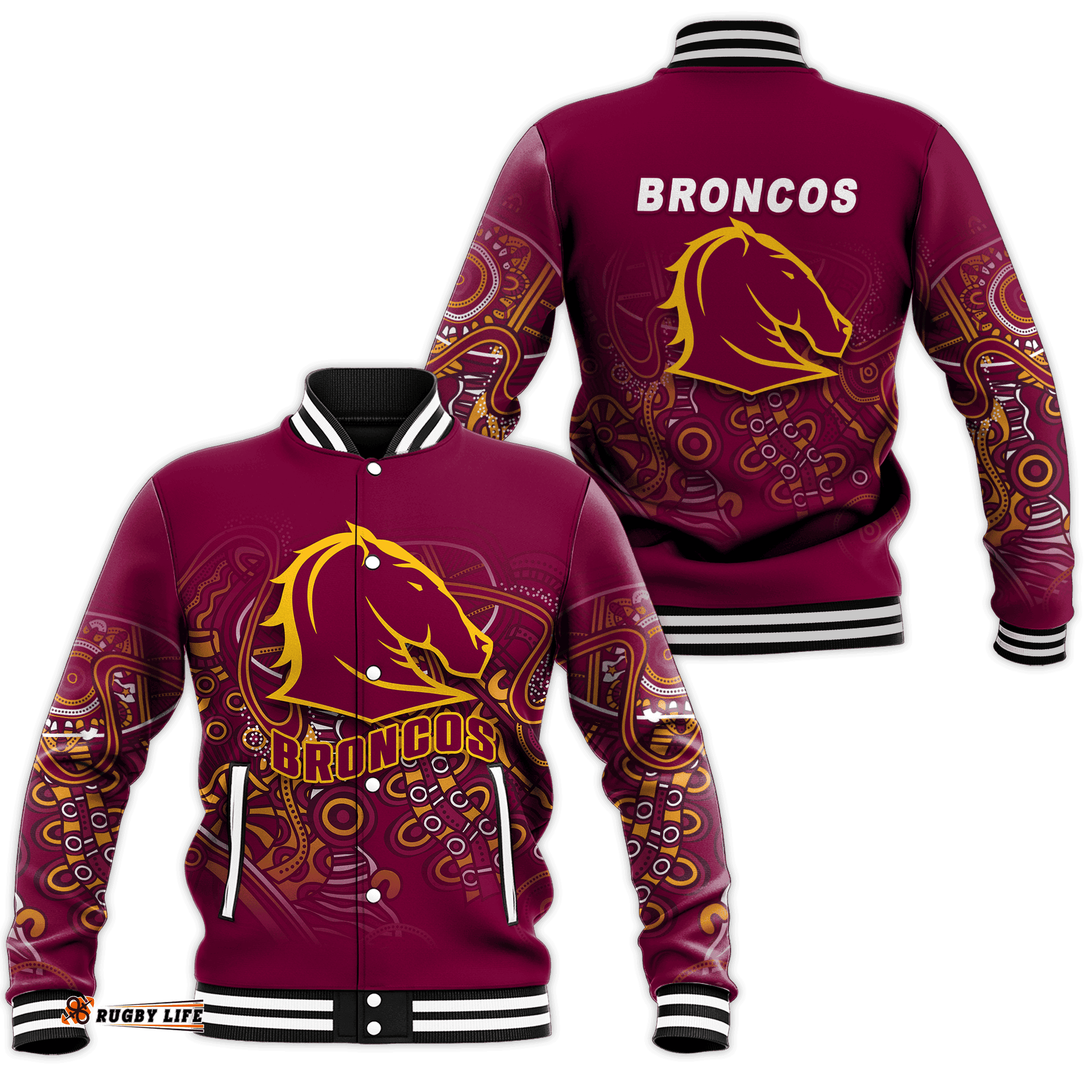Brisbane Broncos Rugby Indigenous Baseball Jacket