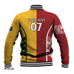 Australia - Tonga Rugby Custom Baseball Jacket Minimalist Dynamic