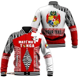 Custom Personalised Tonga Rugby Baseball Jacket Kupesi Ngatu Mate Maa Tonga