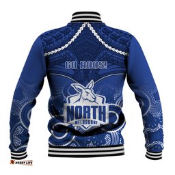North Melbourne Football Baseball Jacket Kangaroos Aboriginal Mix Polynesian Pattern