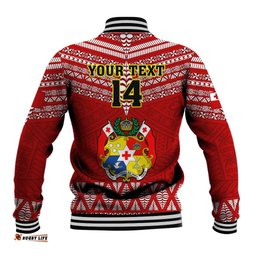 Custom Tonga Rugby Baseball Jacket 2023 World Cup Tongan Kupesi Ngatu Pattern