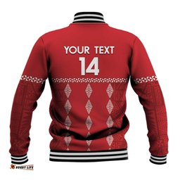 Custom Tonga Rugby 2024 Baseball Jacket Go Champions Ikale Tahi Ngatu Pattern