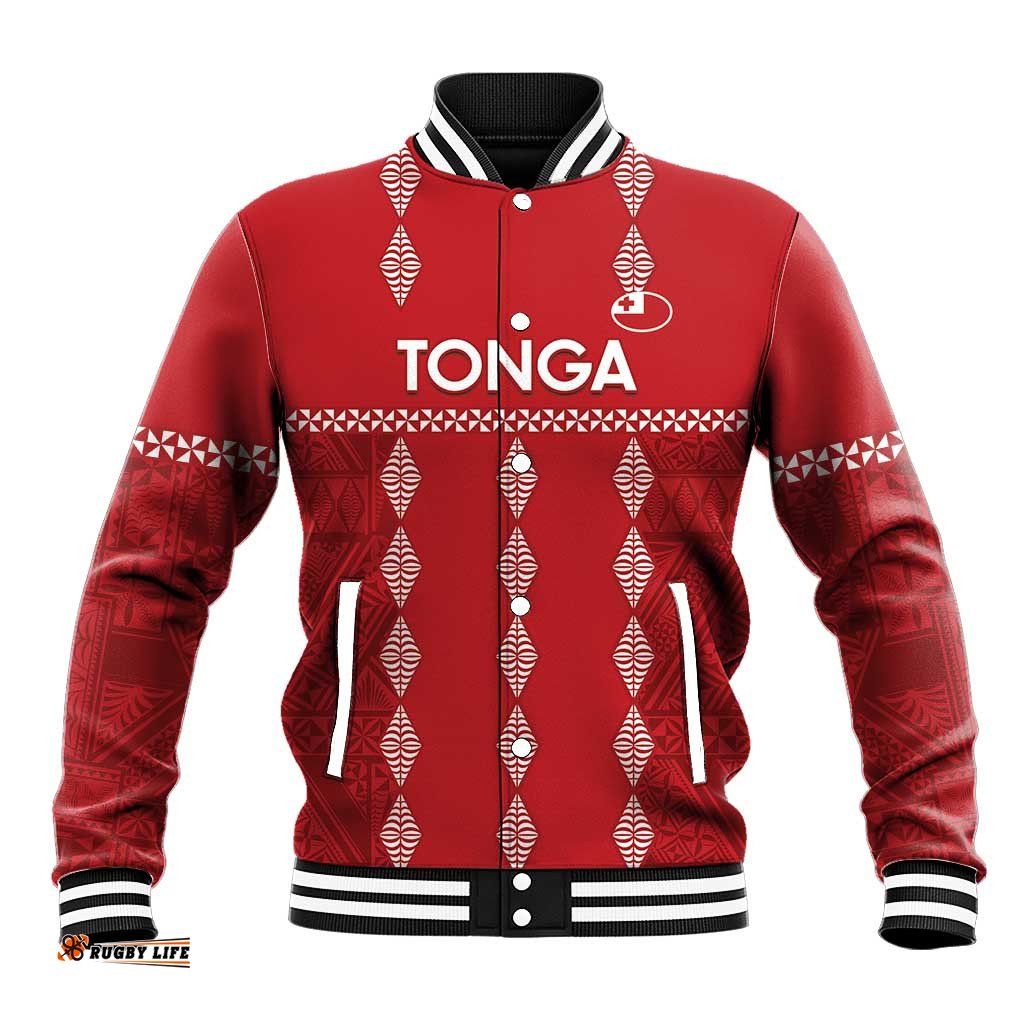 Custom Tonga Rugby 2024 Baseball Jacket Go Champions Ikale Tahi Ngatu Pattern