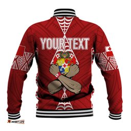 Personalised Tonga Rugby Baseball Jacket Mate Ma'a Tonga Independence Day
