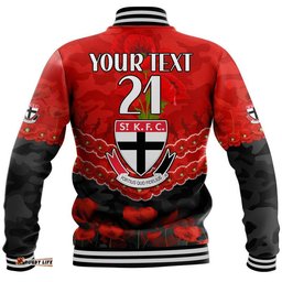 Custom Personalised St Kilda Saints Football ANZAC Baseball Jacket Lest We Forget